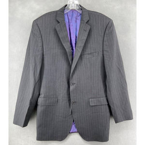 Ermenegildo Zegna‎ Blazer Jacket Mens Sz 42L Gray Wool Silk Stripe 2 Button